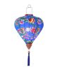 14'' Chinese Style Cloth Lantern Diamond Shape Hanging Lantern for Home Garden Party Wedding Lampshade, Blue Floral