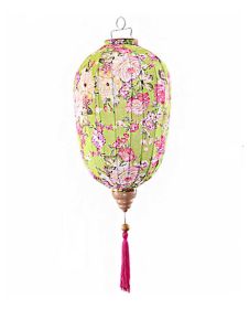 Traditional Chinese Cloth Lantern Painted Home Garden Hanging Decorative Lampshade 14" , Green peony