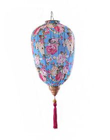 Traditional Chinese Cloth Lantern Painted Home Garden Hanging Decorative Lampshade 14" , Blue peony