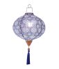 Traditional Cloth Lantern Chinese Style blue-and-white Porcelain Pattern Home Garden Hanging Decorative Lampshade 14"