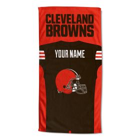 [Personalization Only] OFFICIAL NFL Jersey Personalized Beach Towel - Cleveland Browns