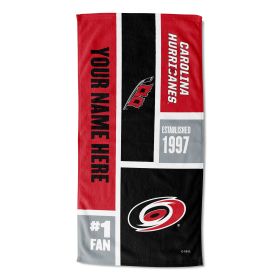 [Personalization Only] OFFICIAL NHL Colorblock Personalized Beach Towel - Carolina Hurricanes