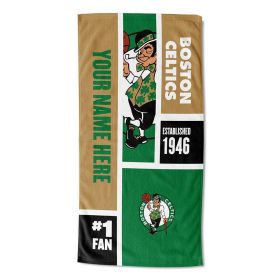 [Personalization Only] OFFICIAL NBA Colorblock Personalized Beach Towel - Boston Celtics