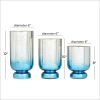 DecMode 3-Slot Silver Glass Pillar Hurricane Lamp with Ombre Effect, Set of 3