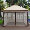 Outdoor 11x 11Ft Pop Up Gazebo Canopy With Removable Zipper Netting; 2-Tier Soft Top Event Tent; Suitable For Patio Backyard Garden Camping Area; Coff