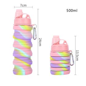 500ml Creative Silicone Folding Water Cup Outdoor Sports Ride Fitness Portable Kettle Camouflage Gift Cup Free Delivery Items (Color: 2, Capacity: 0.5L)