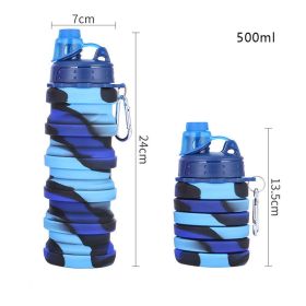 500ml Creative Silicone Folding Water Cup Outdoor Sports Ride Fitness Portable Kettle Camouflage Gift Cup Free Delivery Items (Color: 3, Capacity: 0.5L)