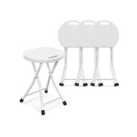 Folding Stool with Built-in Handle for Adults (Color: White)