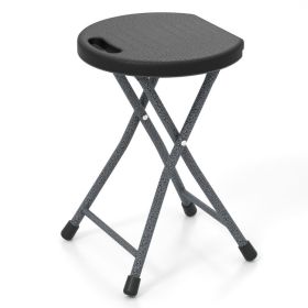 Folding Stool with Built-in Handle for Adults (Color: Black)